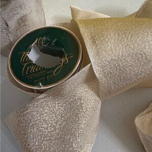 Elegant Shimmering Cream & Gold Christmas Ribbon Roll